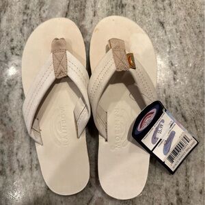 White leather rainbow sandals